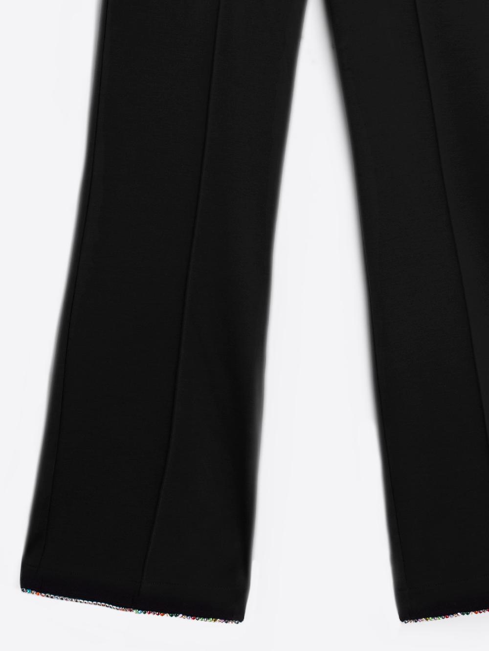 vilagallo PANTALON PUNTO ROMA NEGRO CON STRASS MULTICOLOR Oferta especial