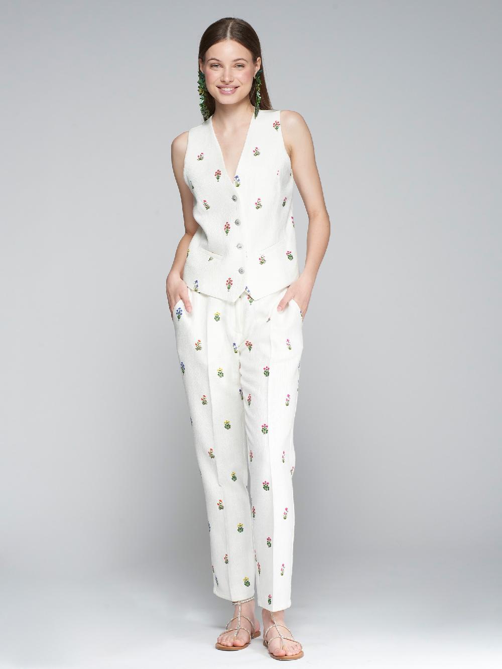 vilagallo PANTALON LINO ESTAMPADO MINI FLOR