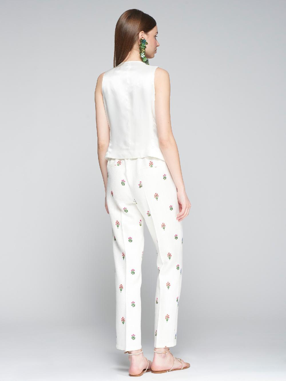 vilagallo PANTALON LINO ESTAMPADO MINI FLOR ÚLTIMAS EDICIONES