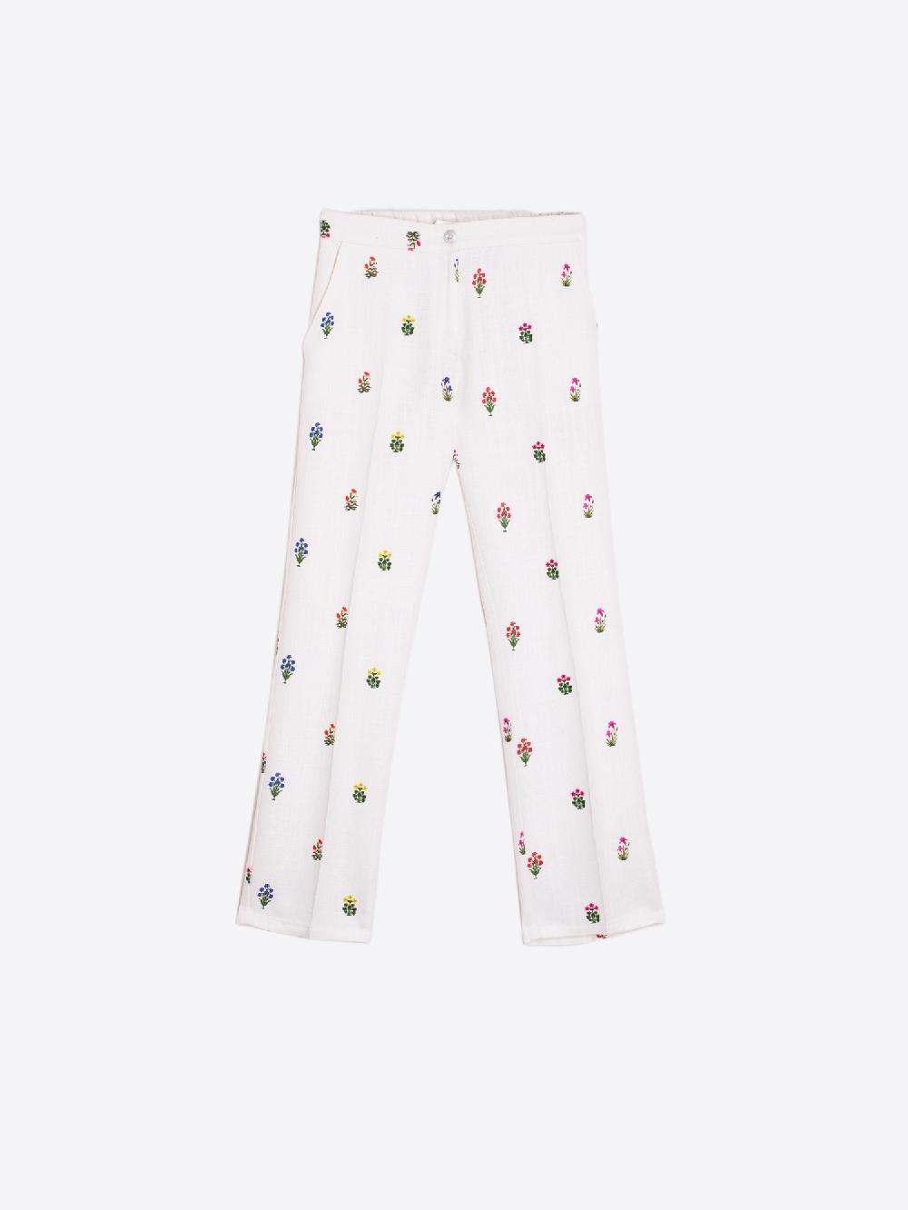 vilagallo PANTALON LINO ESTAMPADO MINI FLOR ÚLTIMAS EDICIONES