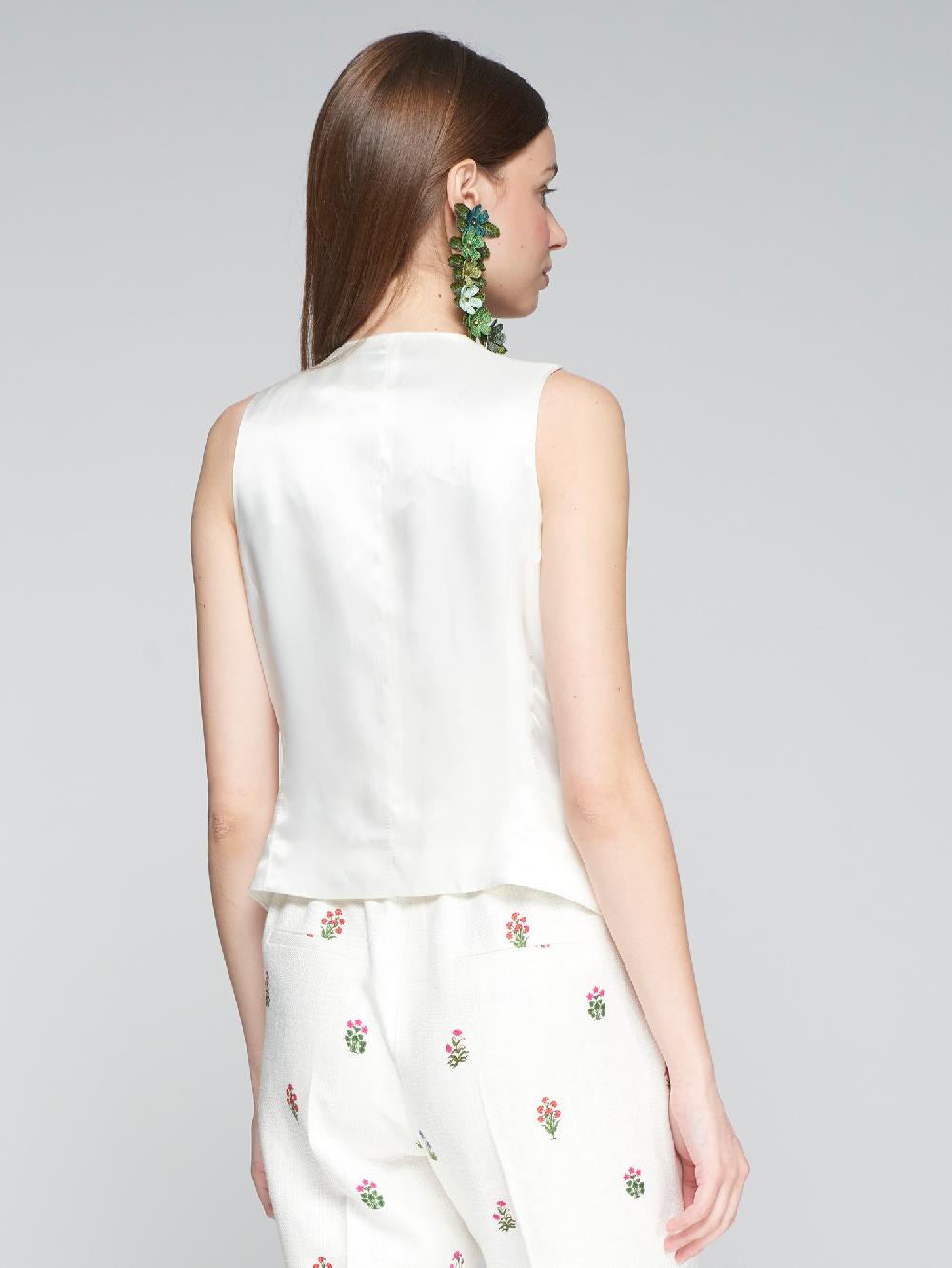 vilagallo CHALECO LINO ESTAMPADO MINI FLOR Último día