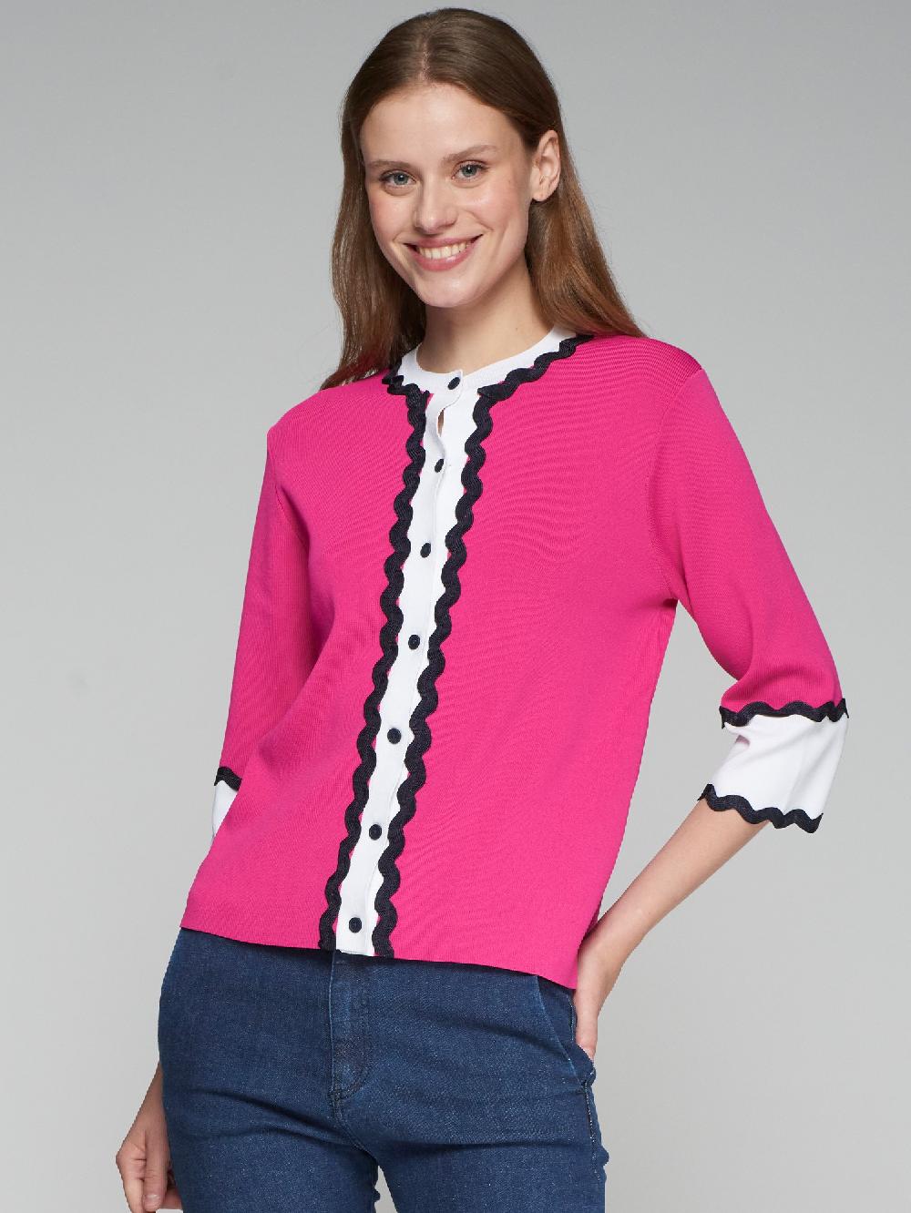 vilagallo CARDIGAN PUNTO ROSA CON ONDULINA Promoción trimestral
