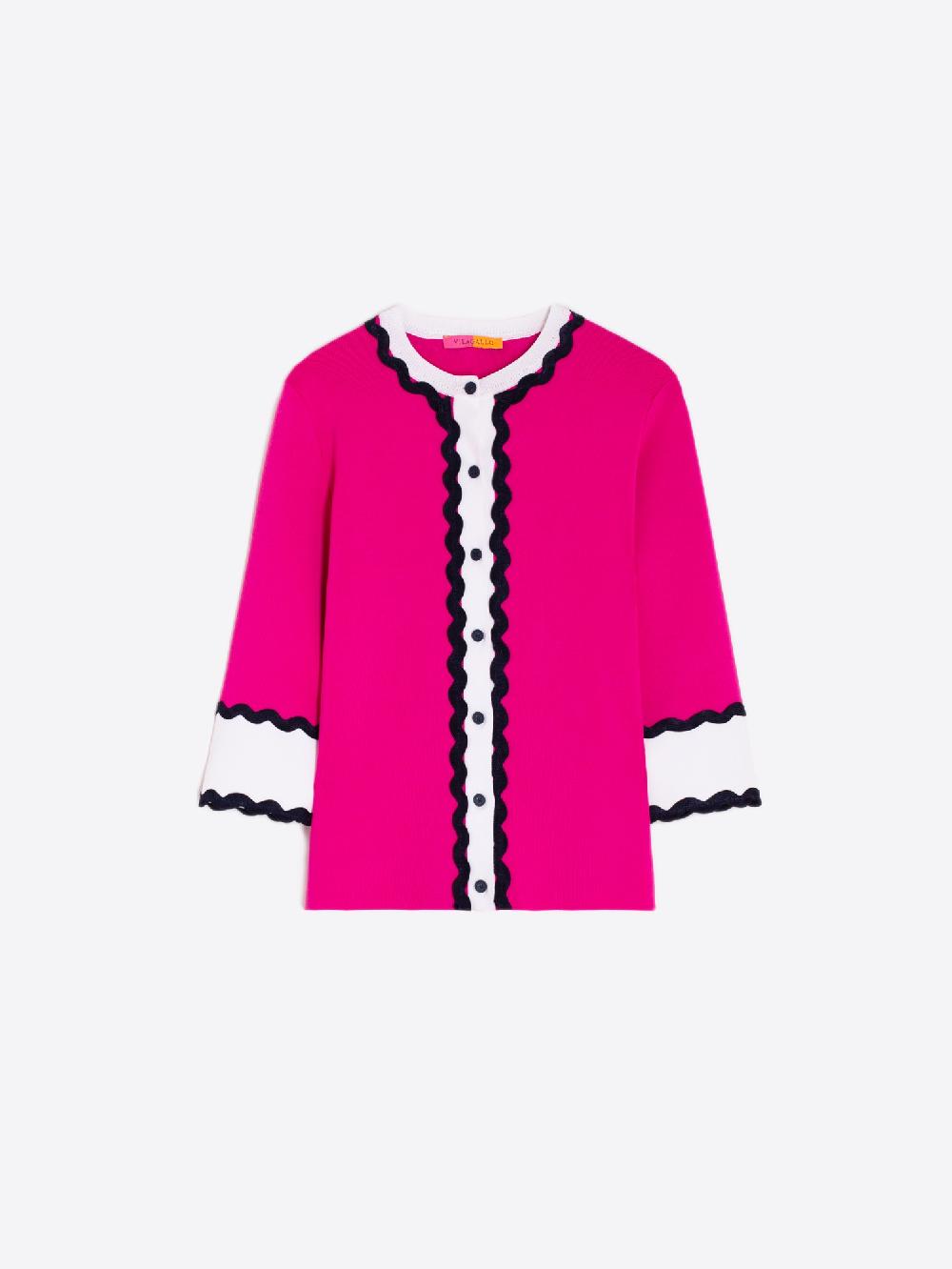vilagallo CARDIGAN PUNTO ROSA CON ONDULINA Promoción trimestral