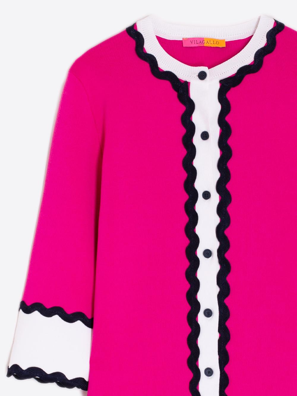 vilagallo CARDIGAN PUNTO ROSA CON ONDULINA Promoción trimestral