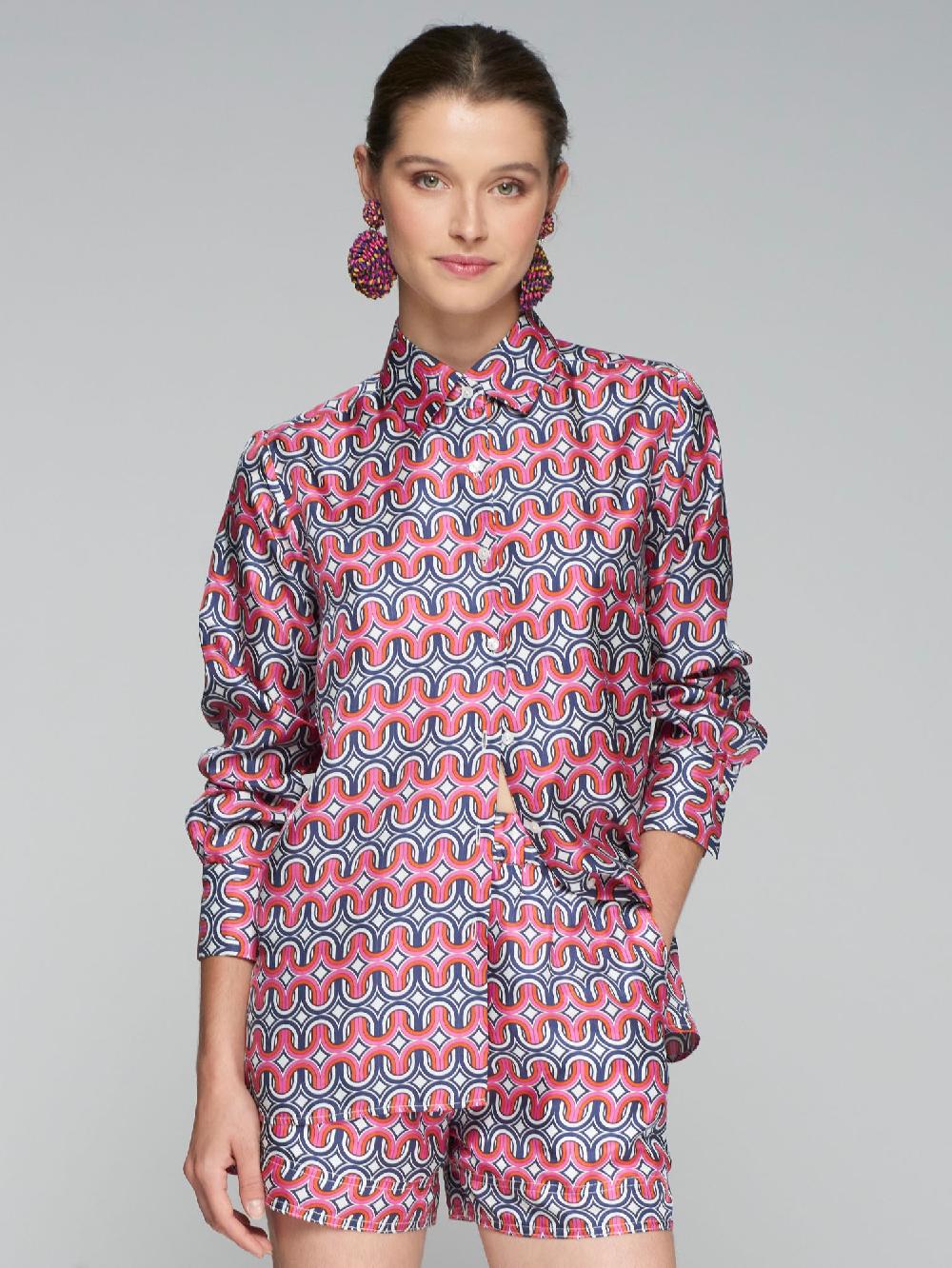 vilagallo CAMISA GEOMETRICO 100% SEDA
