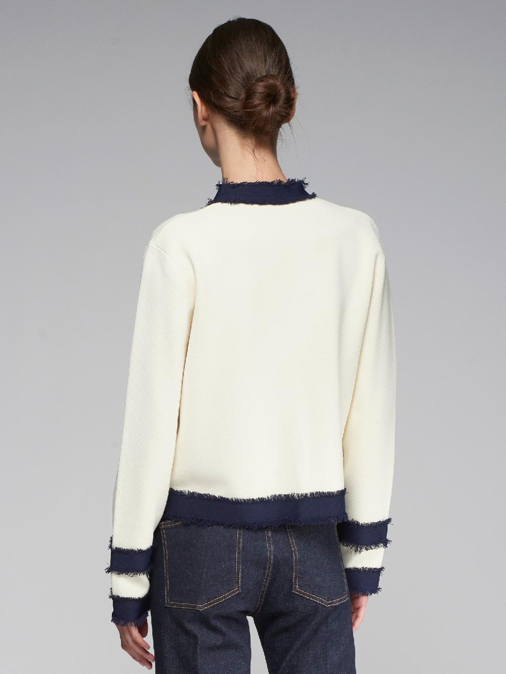 vilagallo CARDIGAN PUNTO BICOLOR CRUDO NAVY Libre de impuestos