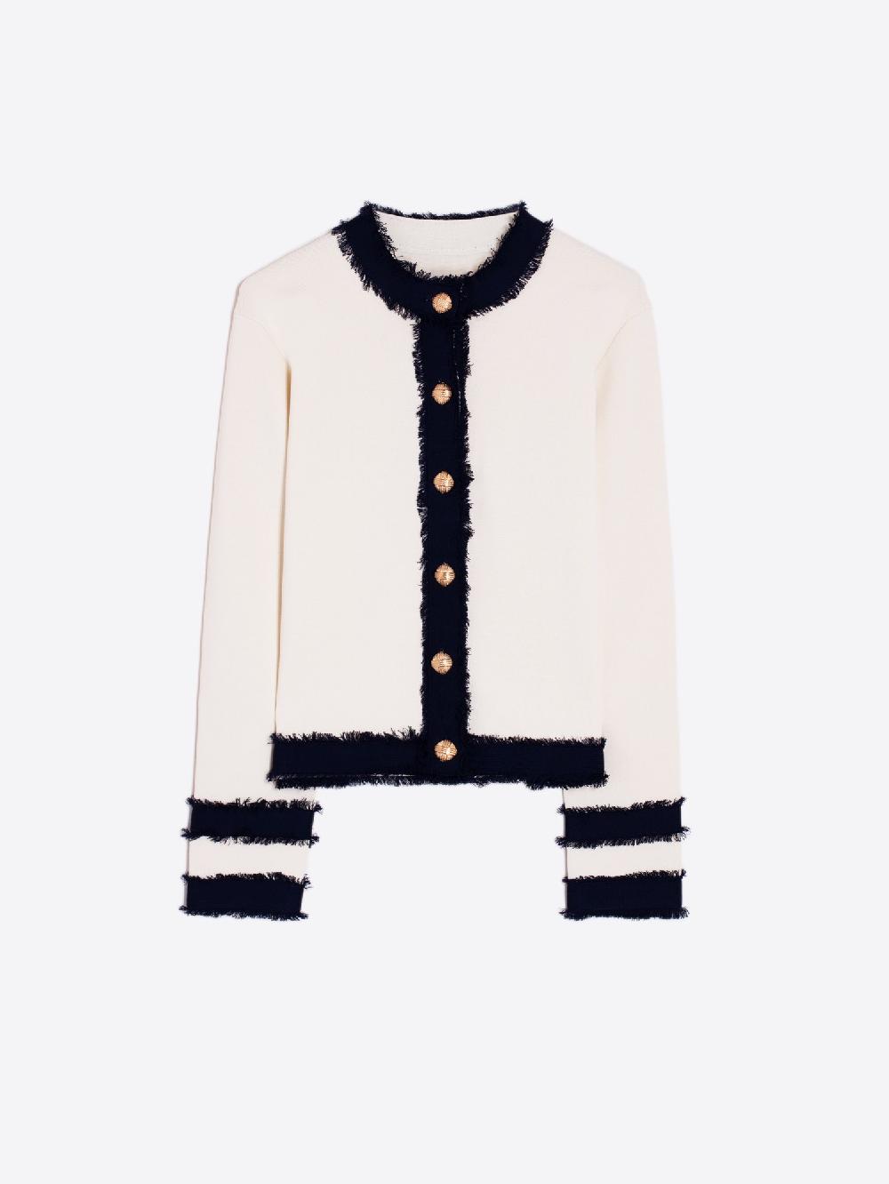 vilagallo CARDIGAN PUNTO BICOLOR CRUDO NAVY Libre de impuestos