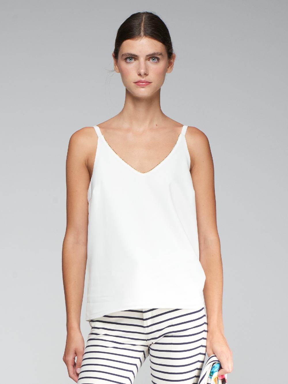 vilagallo TOP TIRANTES FLUIDA CREP BLANCO