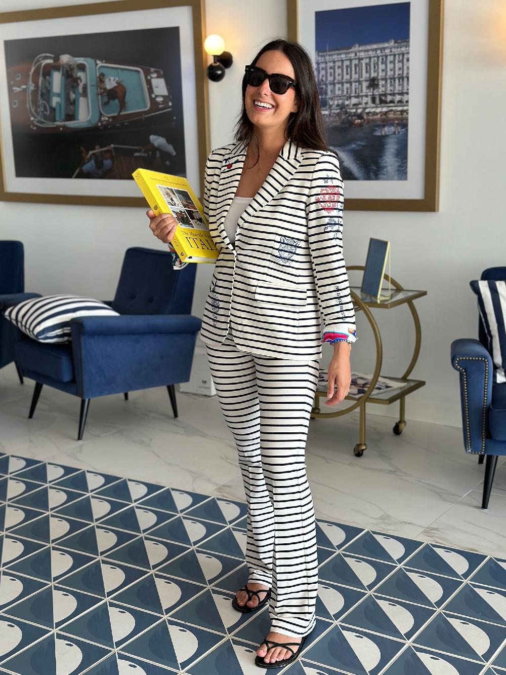 vilagallo CHAQUETA PUNTO BORDADA RAYA MARINERA Descuento por venta flash