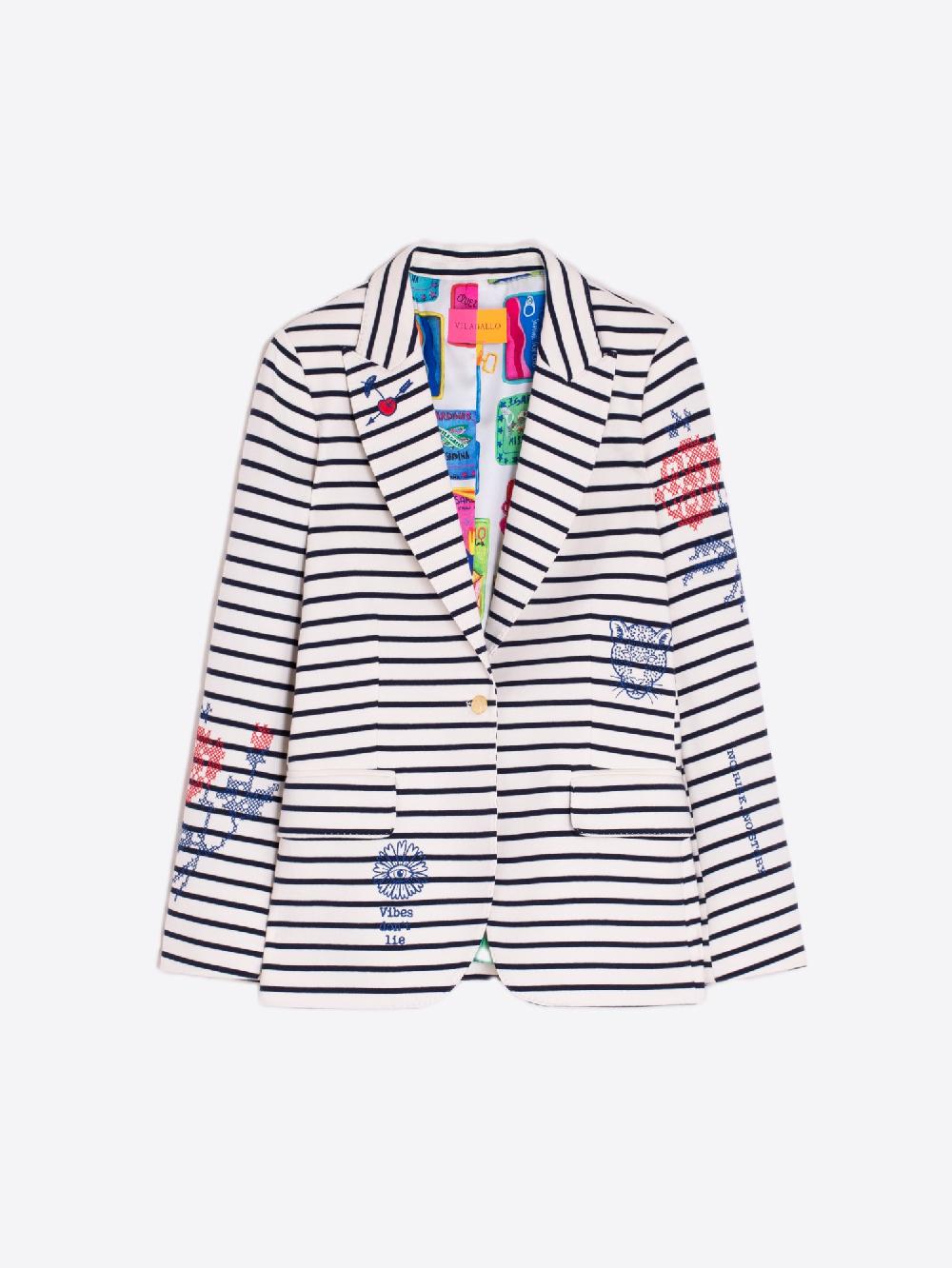 vilagallo CHAQUETA PUNTO BORDADA RAYA MARINERA Descuento por venta flash