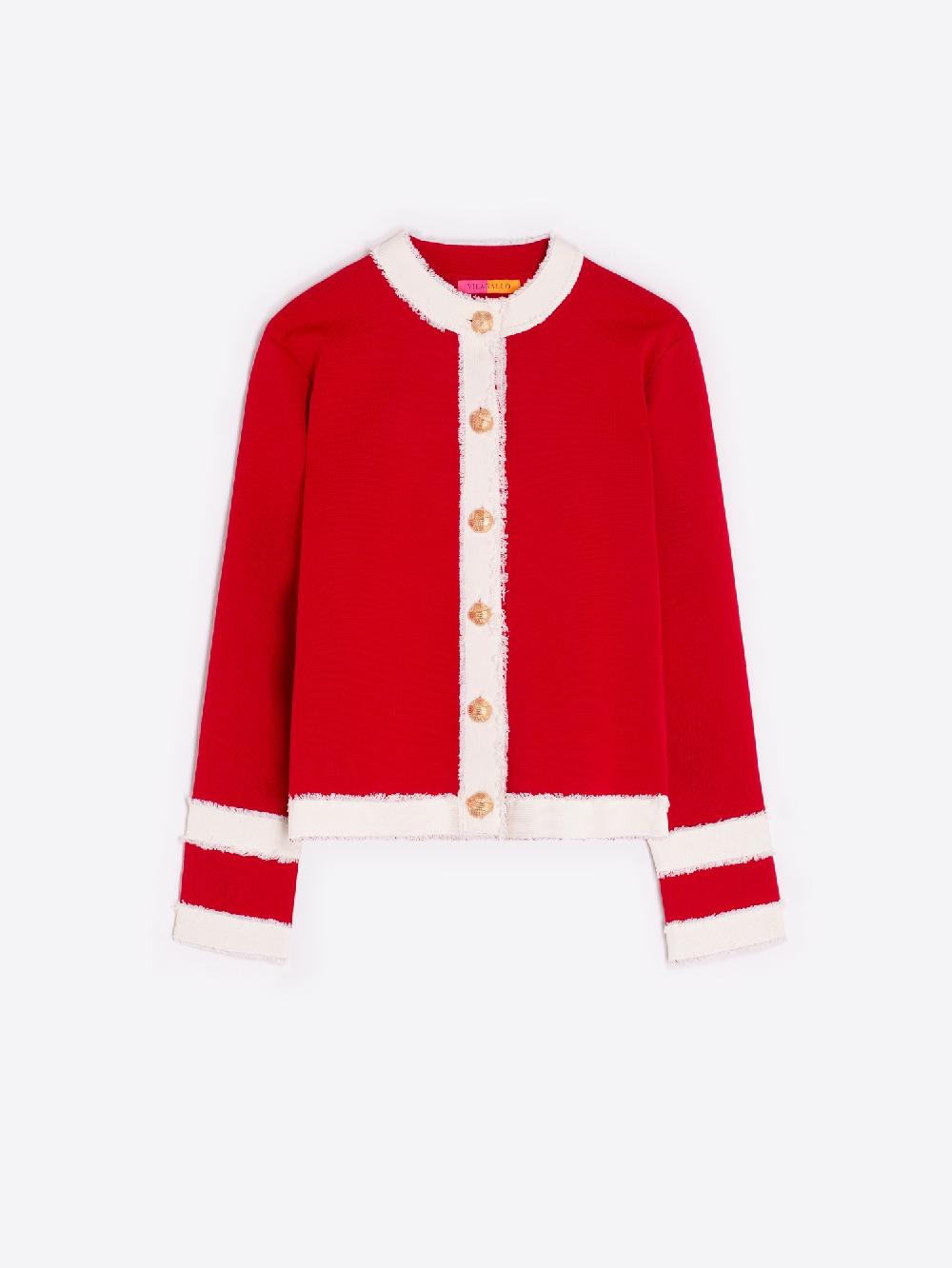 vilagallo CARDIGAN PUNTO BICOLOR ROJO Ofertas especiales