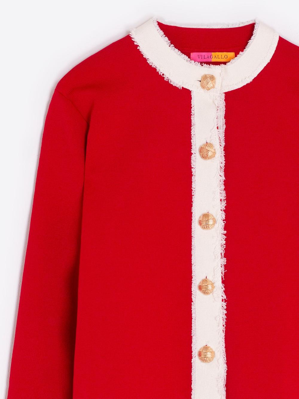 vilagallo CARDIGAN PUNTO BICOLOR ROJO Ofertas especiales