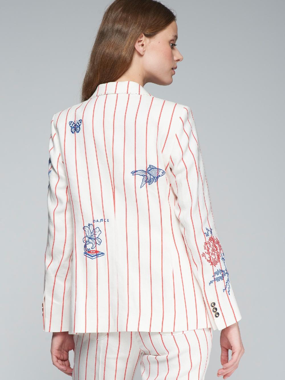 vilagallo CHAQUETA BORDADA DIPLOMATICO ROJO LINO Precio ultrabajo