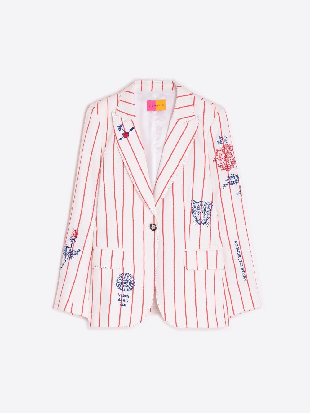 vilagallo CHAQUETA BORDADA DIPLOMATICO ROJO LINO Precio ultrabajo