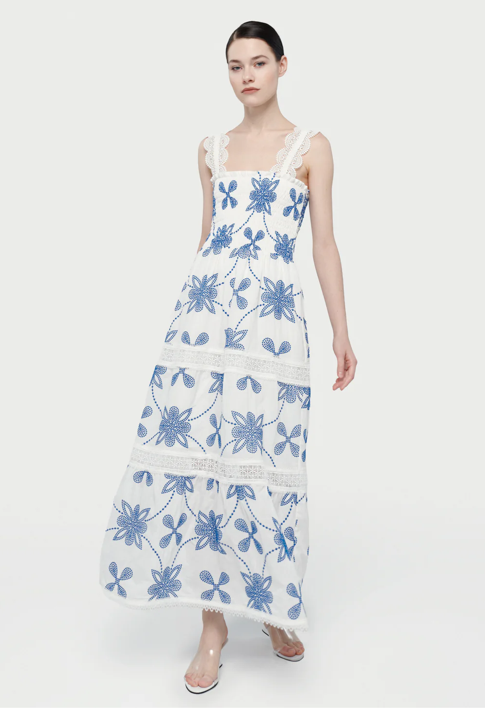 waimari COCO MAXI DRESS WHITE/BLUE Libre de impuestos