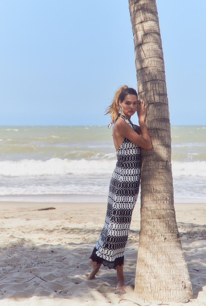 waimari BELEN MAXI DRESS BLACK/WHITE