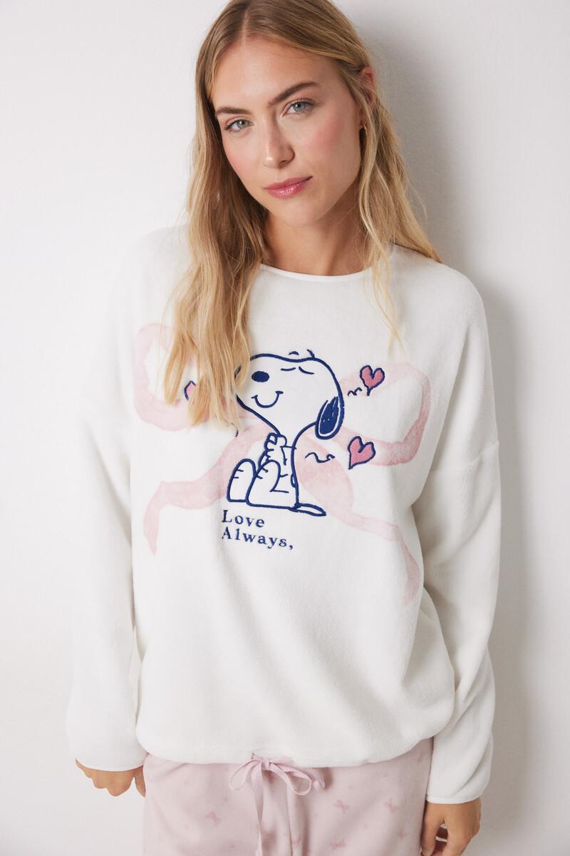 ﻿women'secret Pijama largo polar suave Snoopy lazos Precio de fábrica