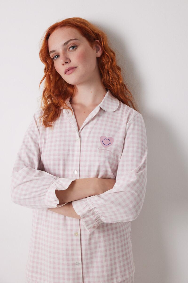 women'secret Pijama camisero largo 100% algodón rosa cuadros Solo queda un día
