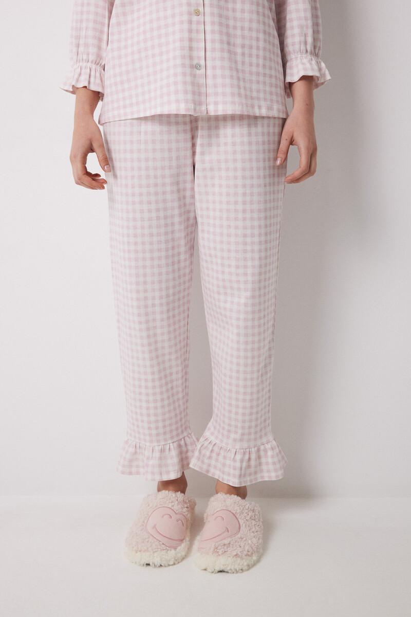 women'secret Pijama camisero largo 100% algodón rosa cuadros Solo queda un día