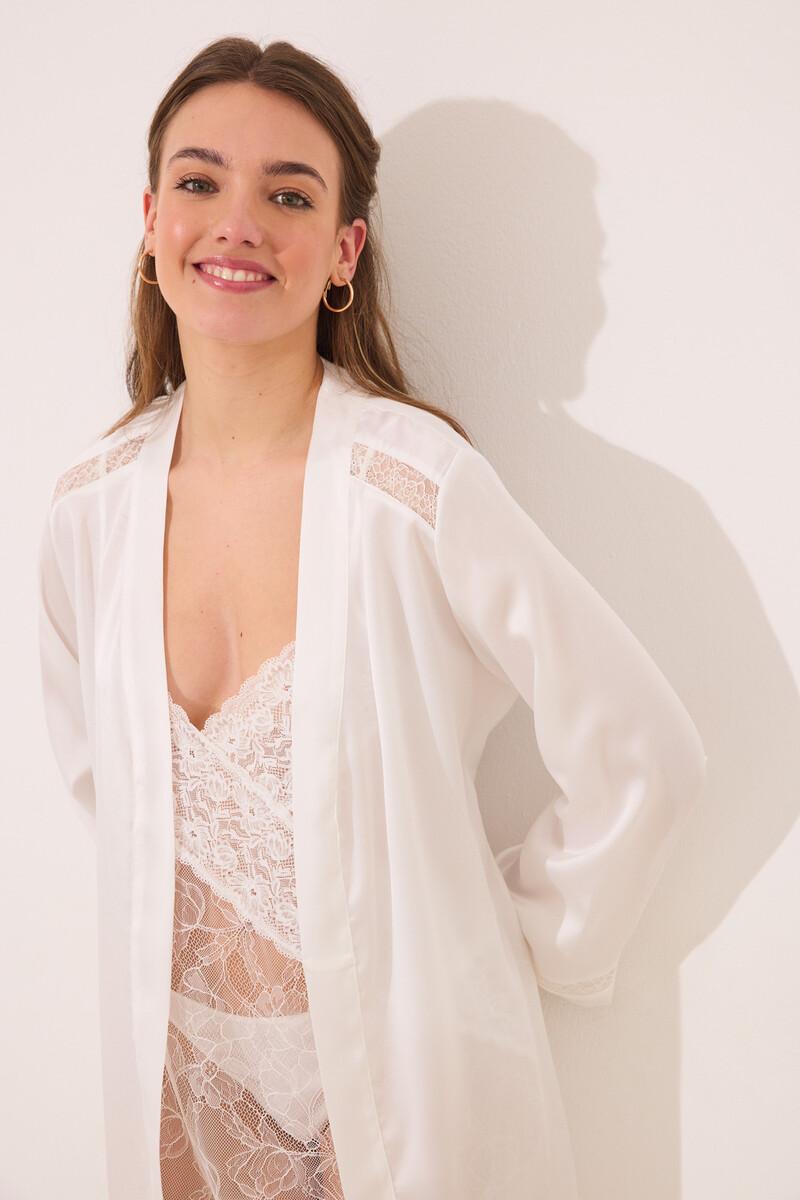women'secret Bata midi satén blanca Superdescuento