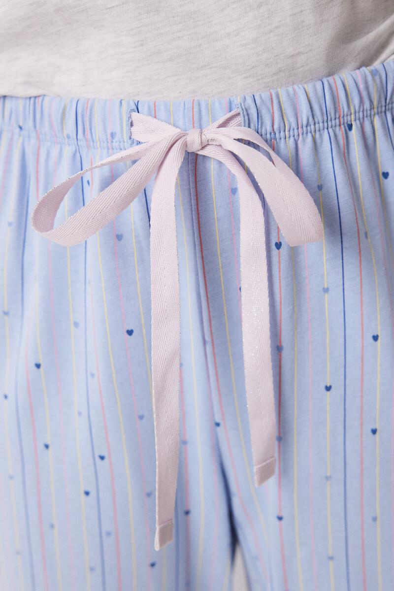 women'secret Pijama largo 100% algodón azul corazones Grandes descuentos