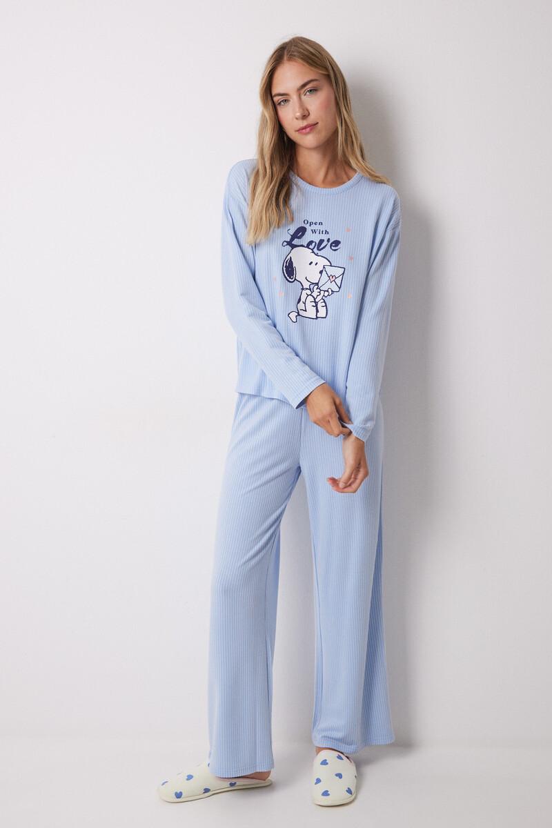 women'secret Pijama largo textura acanalada Snoopy