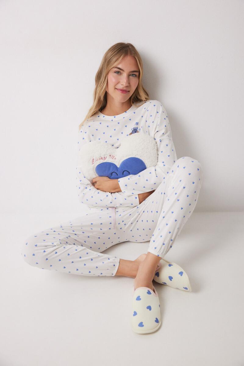 women'secret Pijama largo 100% algodón corazones