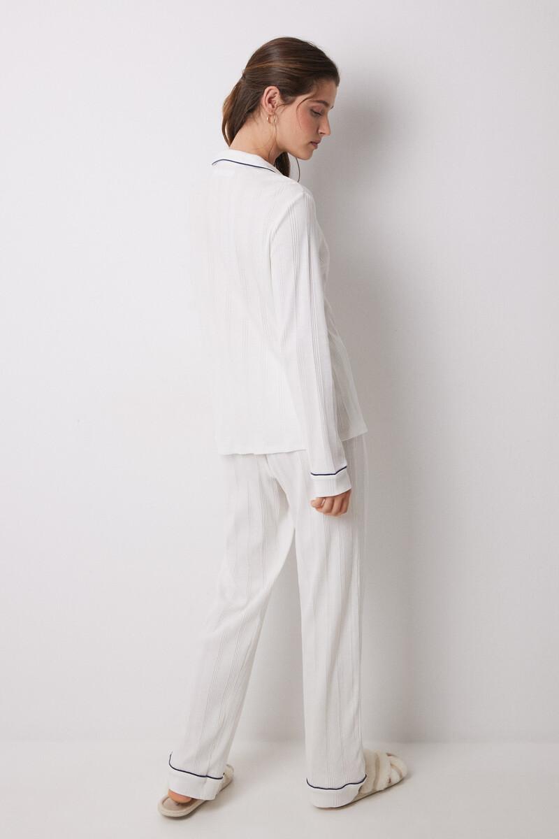 women'secret Pijama camisero 100% algodón canalé blanco Precios de Black Friday