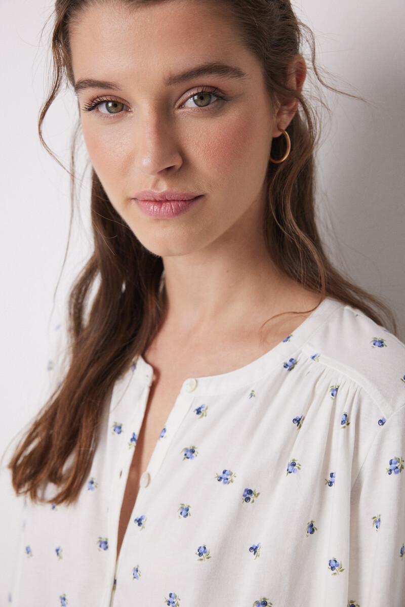 women'secret Pijama largo 100% algodón blanco flores Descuentos del mes