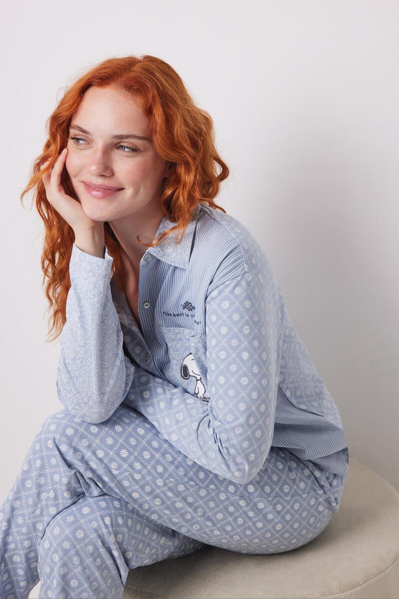 women'secret Pijama camisero largo 100% algodón rayas y flores