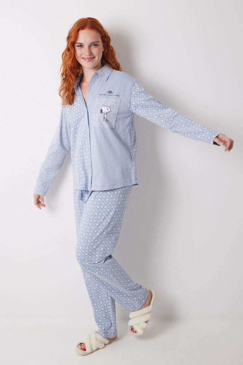 women'secret Pijama camisero largo 100% algodón rayas y flores Última moda