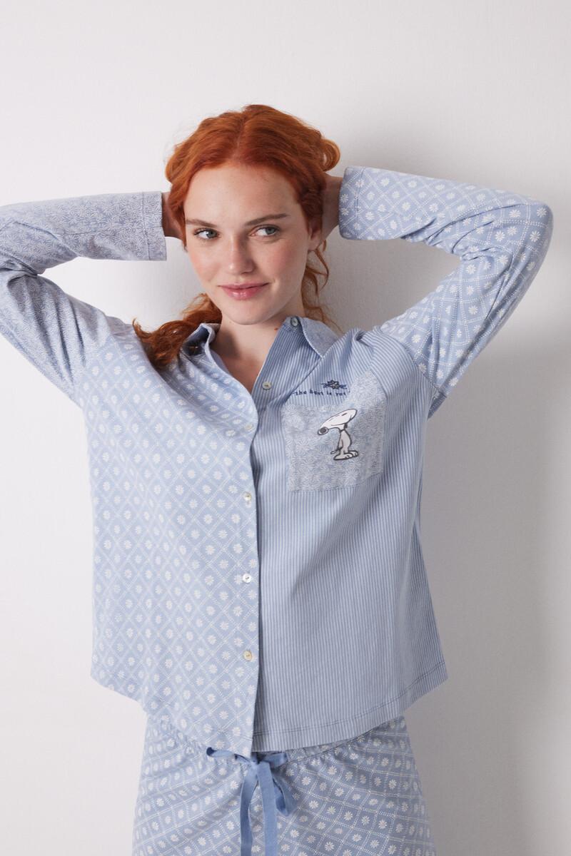 women'secret Pijama camisero largo 100% algodón rayas y flores Última moda