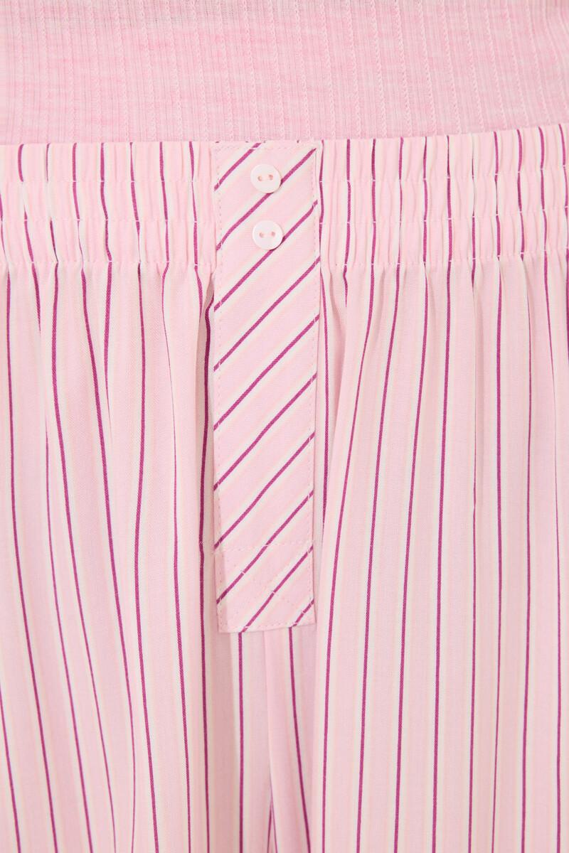 women'secret Pijama largo viscosa canalé rosa rayas 2025