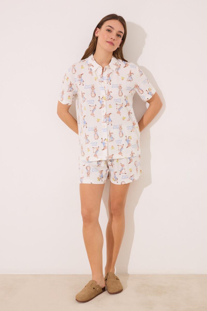 women'secret Pijama camisero corto 100% algodón "Peter Rabbit" Outlet online