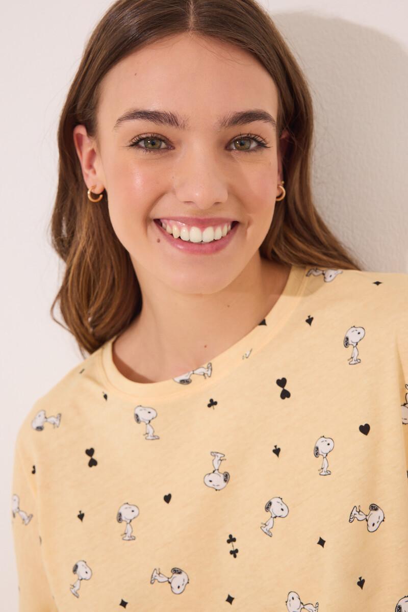 women'secret Pijama largo algodón Snoopy amarillo Rebajas