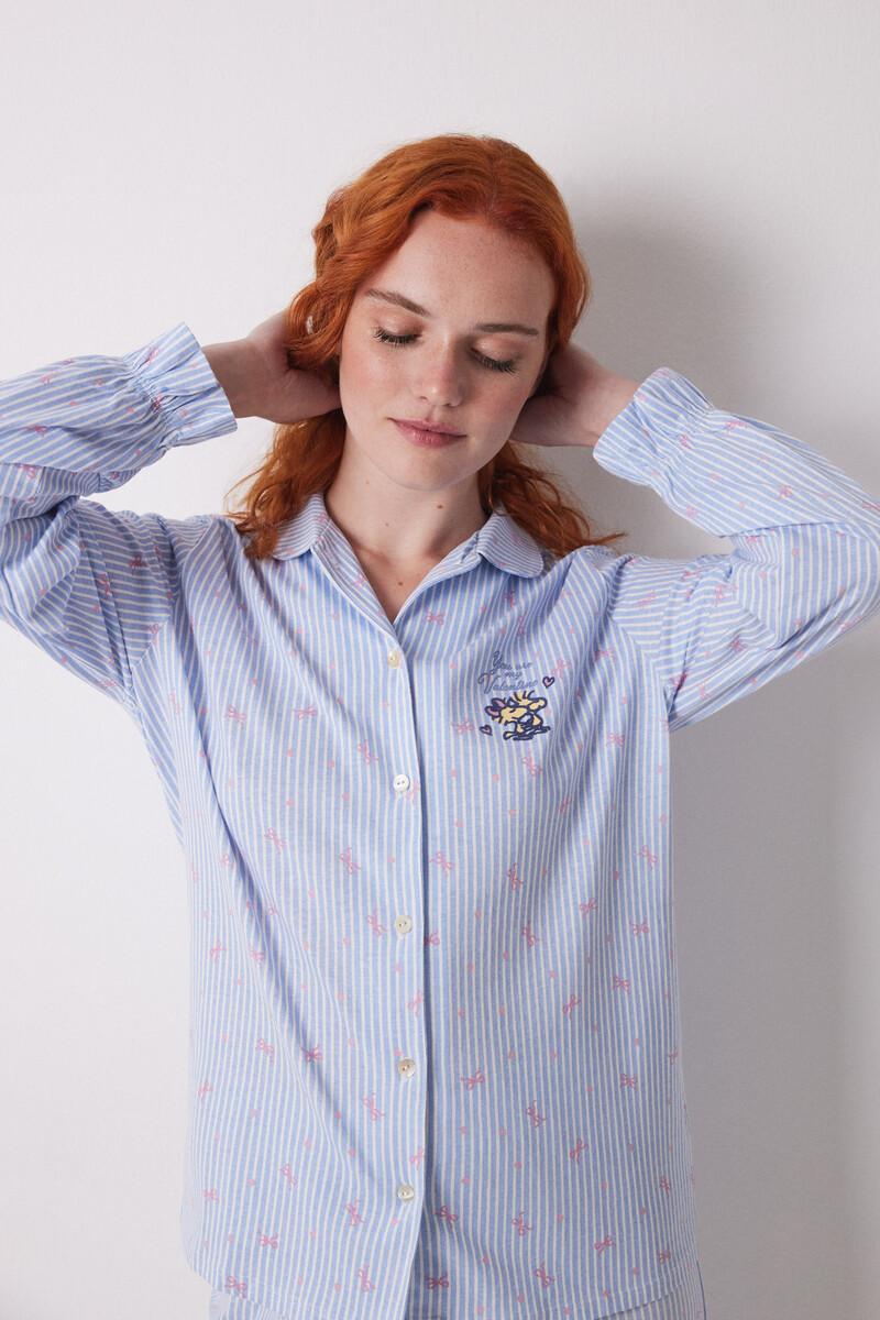 women'secret Pijama camisero largo 100% algodón azul rayas Los más vendidos