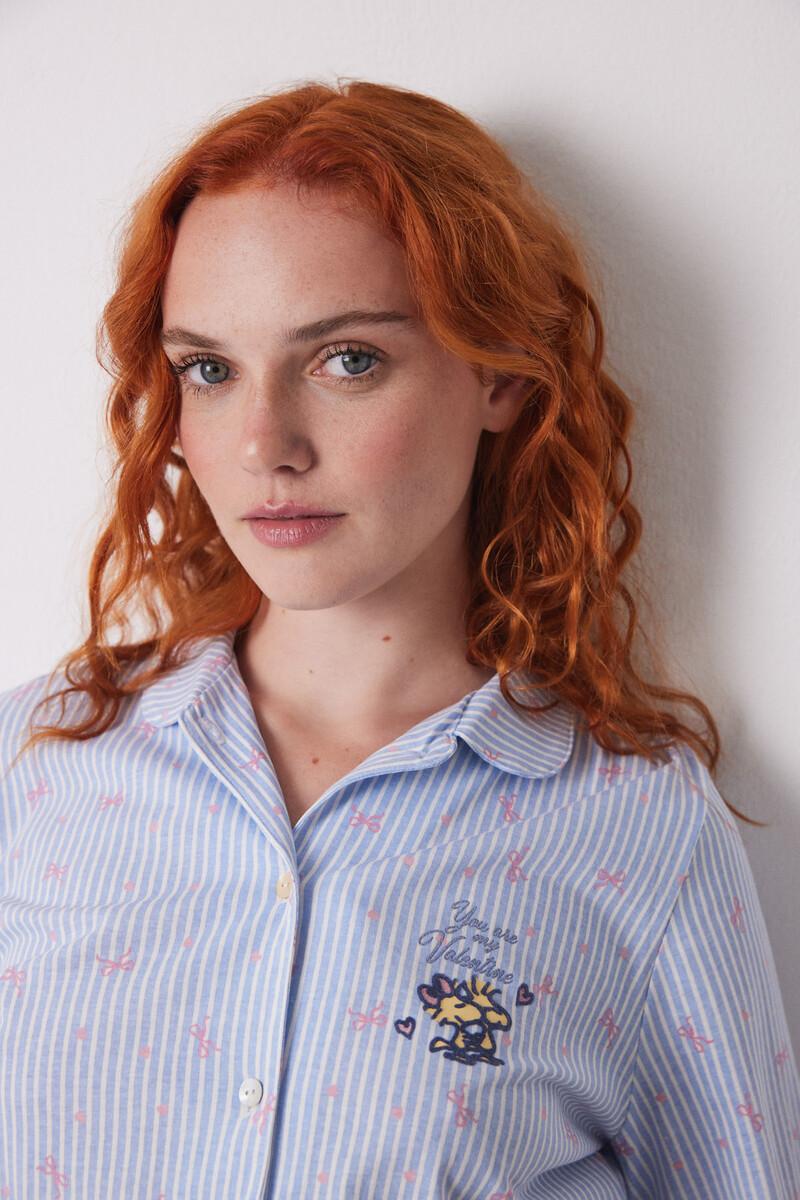 women'secret Pijama camisero largo 100% algodón azul rayas Los más vendidos