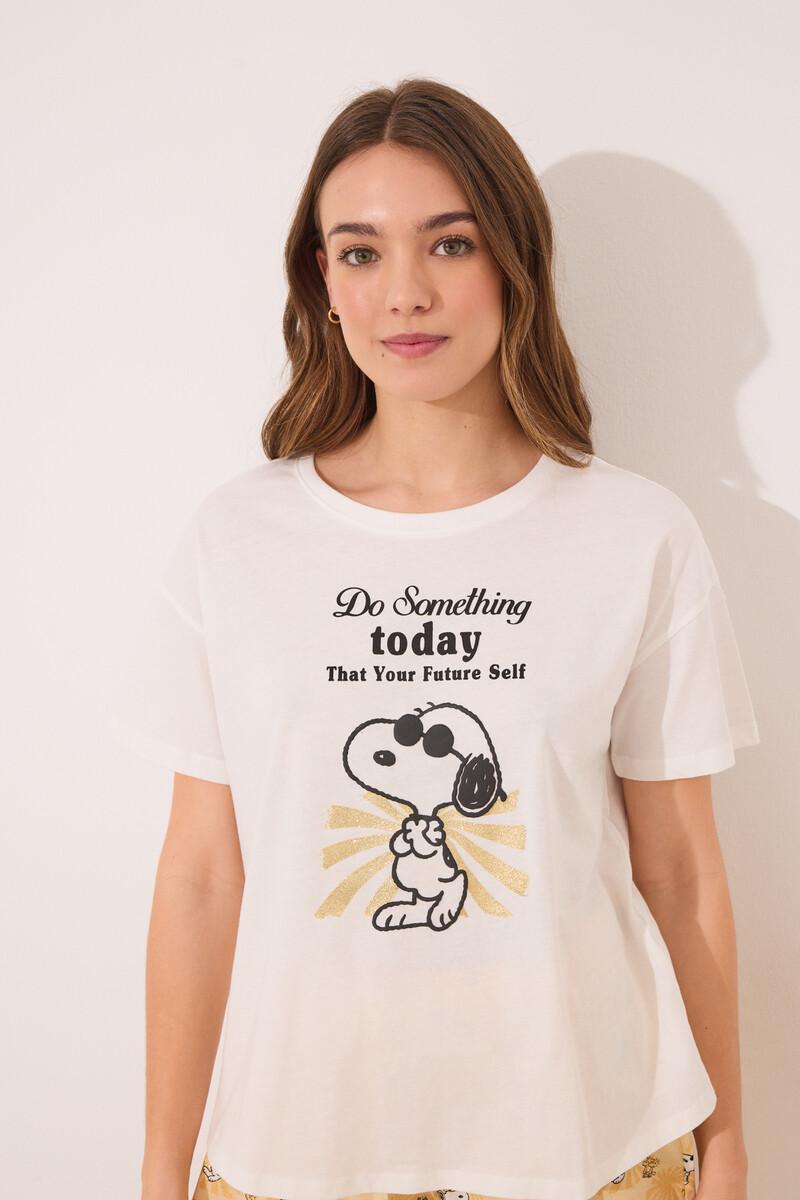 women'secret Pijama corto algodón Snoopy marfil Tienda