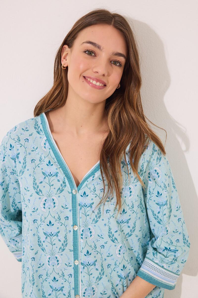 women'secret Pijama 100% algodón verde estampado flores Mejor oferta