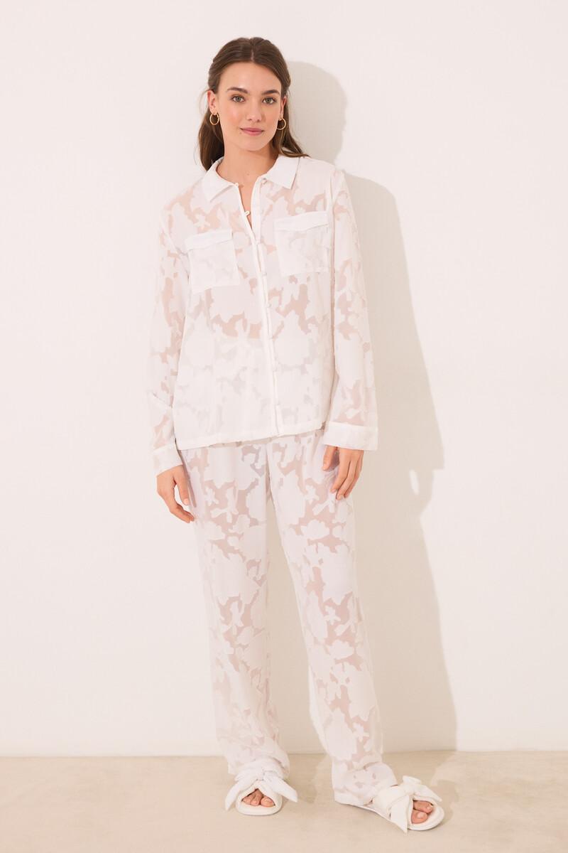 women'secret Pijama camisero largo satén blanco Rebajas online