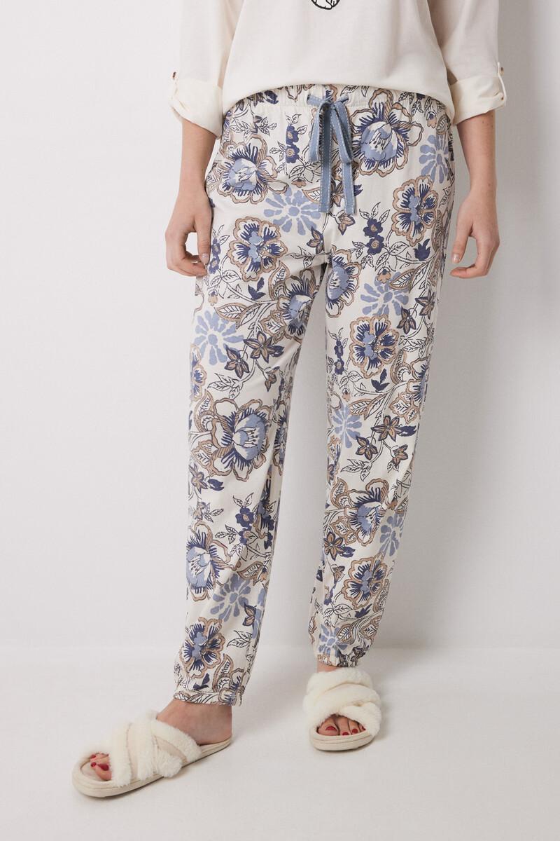 women'secret Pantalón largo carrot 100% algodón flores Envío gratis