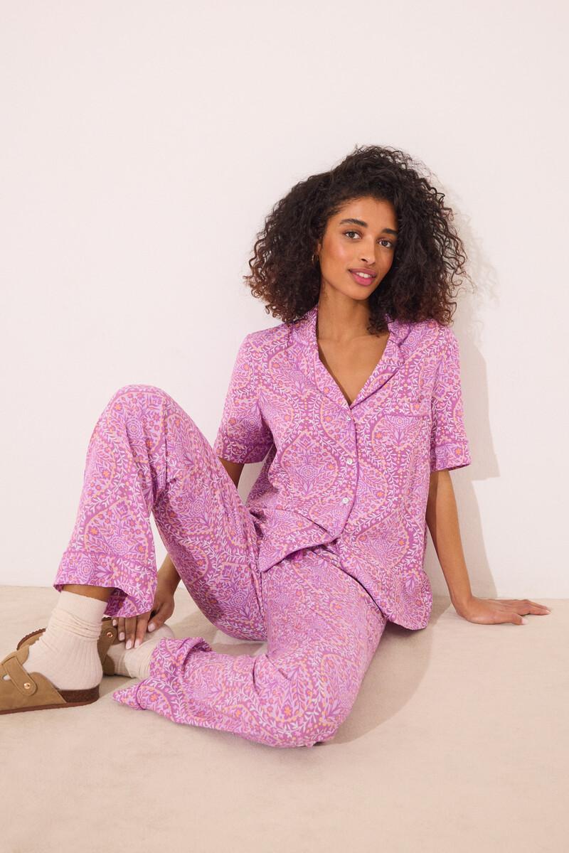 women'secret Pijama camisero viscosa estampado boho