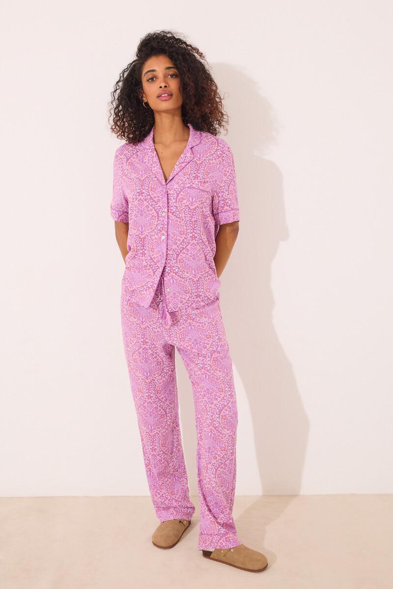 women'secret Pijama camisero viscosa estampado boho ÚLTIMAS EDICIONES