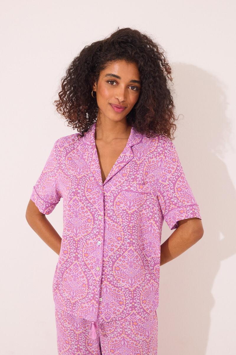 women'secret Pijama camisero viscosa estampado boho ÚLTIMAS EDICIONES