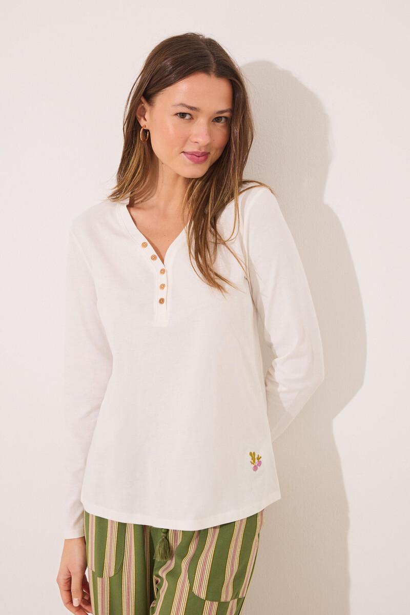 women'secret Camiseta lisa manga larga 100% algodón blanco Últimos 2 días