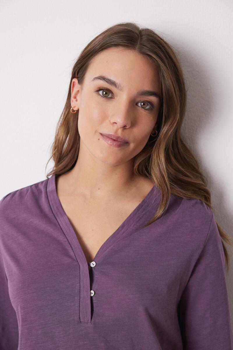 women'secret Camiseta manga larga 100% algodón morado Solo hoy