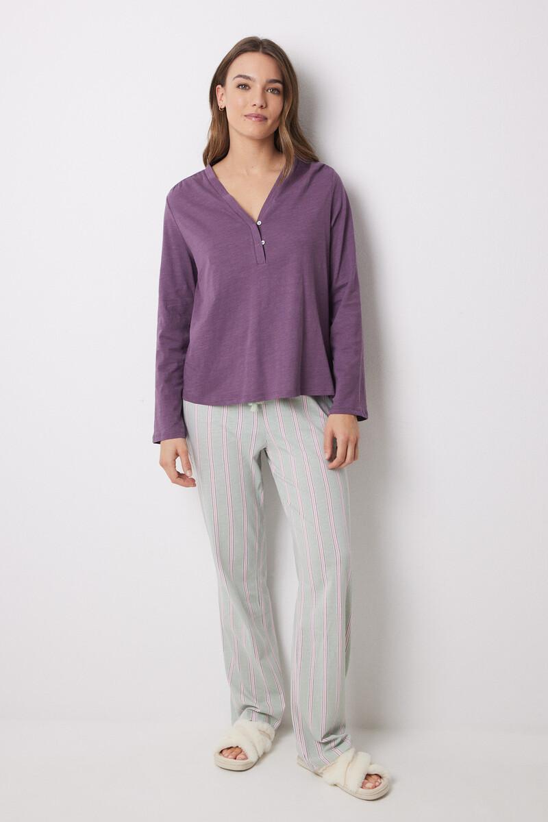women'secret Camiseta manga larga 100% algodón morado Solo hoy