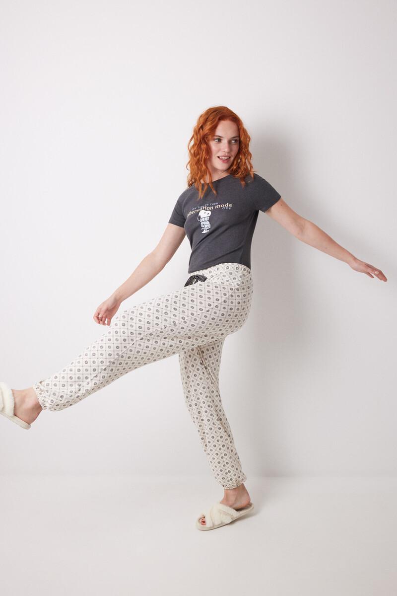 women'secret Pantalón largo carrot estampado cuadros y flores