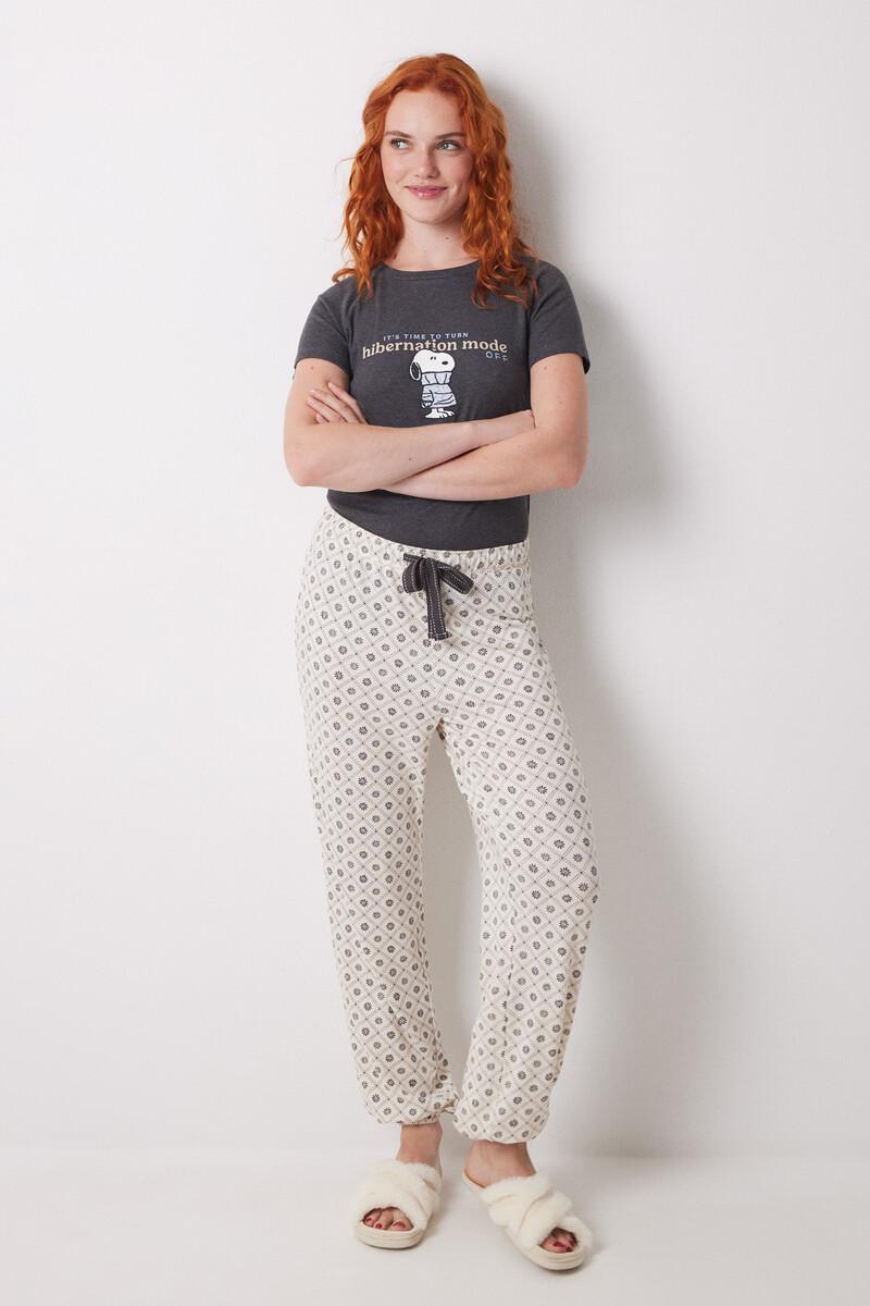 women'secret Pantalón largo carrot estampado cuadros y flores Grandes descuentos