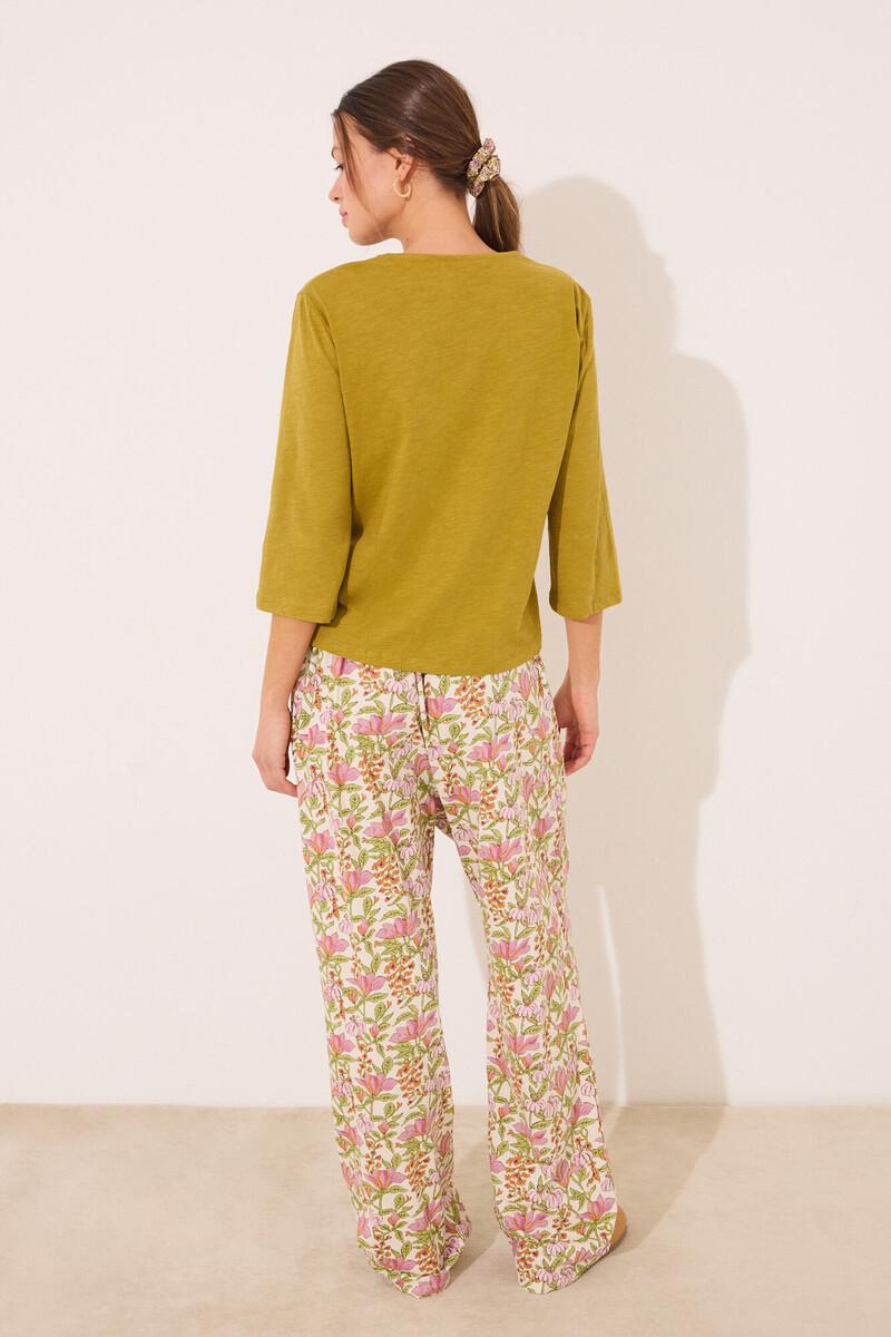 women'secret Pantalón largo lounge 100% algodón flores En oferta